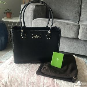 Kate Spade Wellesley Quinn Black Leather Tote EUC